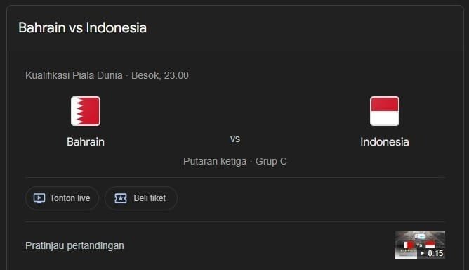 Jadwal Indonesia vs Bahrain di Kualifikasi Piala Dunia 2026 Jadwal Indonesia vs Bahrain di Kualifikasi Piala Dunia 2026